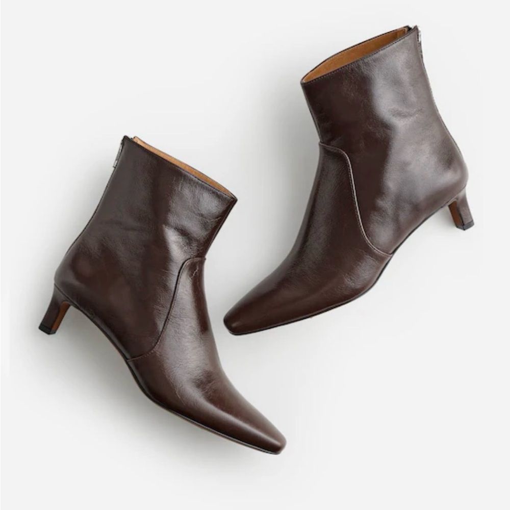 Madewell Dimes Kitten Heel Boots, Turkish Coffee, Sz 6.5 brown leather